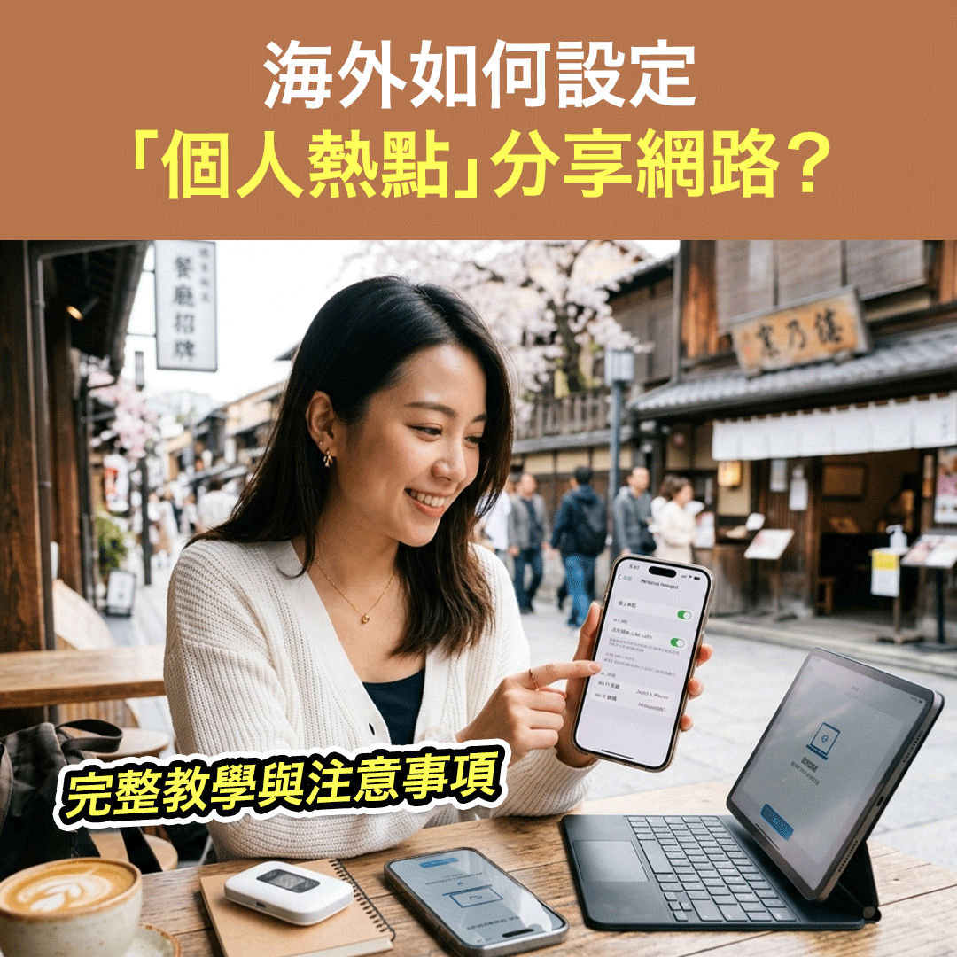 海外如何設定「個人熱點」分享網路？完整教學與注意事項 (旅遊上網/eSIM/數據共享）