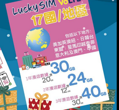 【Lucky2 eSIM】亞太13國/地區 365日 頭10GB其後512Kbps無限數據 Sim卡旅遊數據卡
