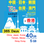 【Lucky2 eSIM】365 days of 30GB data plan covering China, Japan, South Korea, Taiwan, and Macau, followed by unlimited data at 512K speed + a free 5GB Hong Kong travel data card.