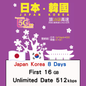 【Lucky2 eSIM】Japan, Korea 8-day 8GB data card 8GB high speed 512Kbps unlimited data SIM card travel data card