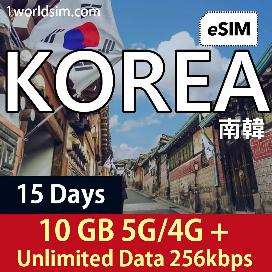 【韓國 5G旅遊eSIM】1GB-60GB高速流量+無限數據