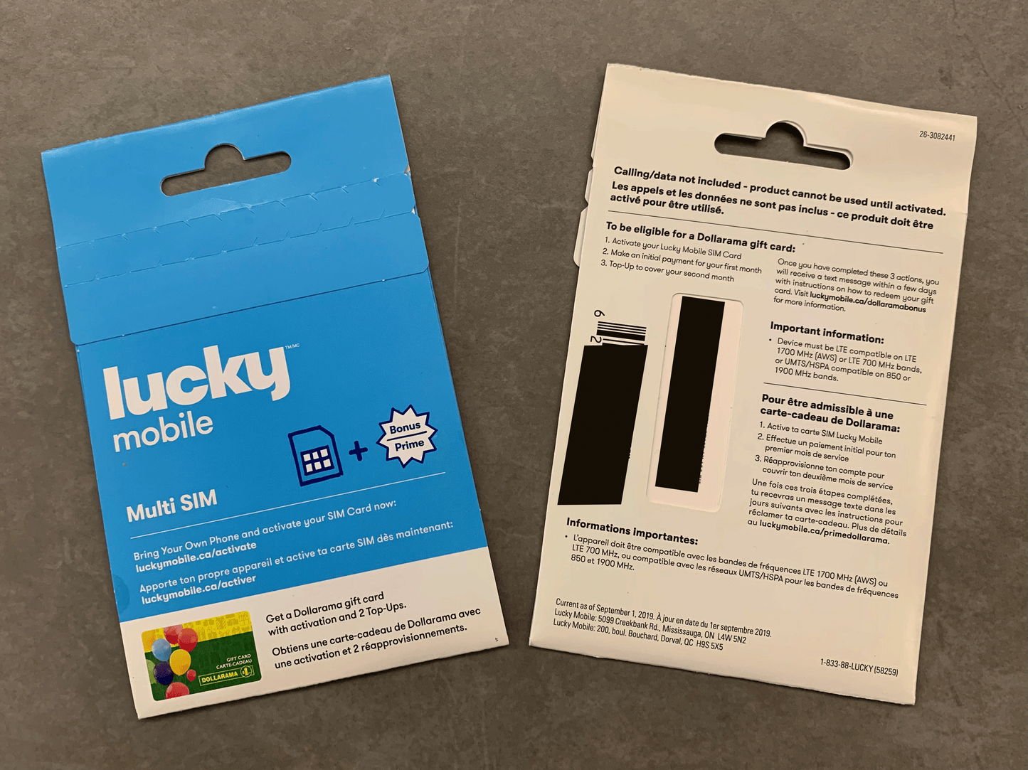 加拿大lucky mobile SIM卡 白卡取得加拿大號碼  可隨後增值/加購月費 (Canada BlankSIM)