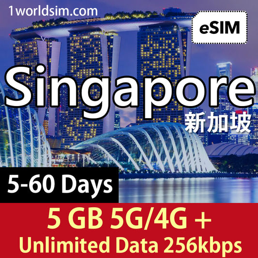 【新加坡 5G旅遊eSIM】1GB-60GB 高速流量+無限數據